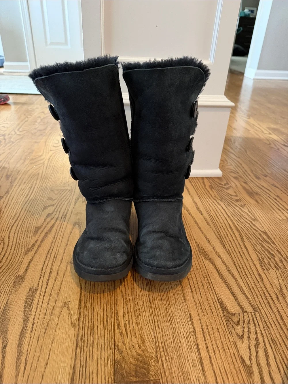 UGG Black Women's Tall Button Sheepskin Boots